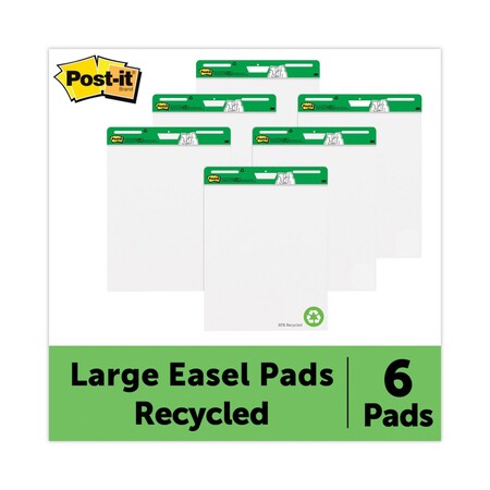 Post-It Pad, Easel, 25"x30", Recycl Vp, White, PK6 559RPVAD6